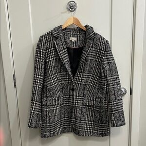 LOFT Black and White Plaid Blazer